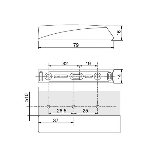 Накладка открытого монтажа AMF16/GR для толкателей AMF14/GR и AMF15/GR