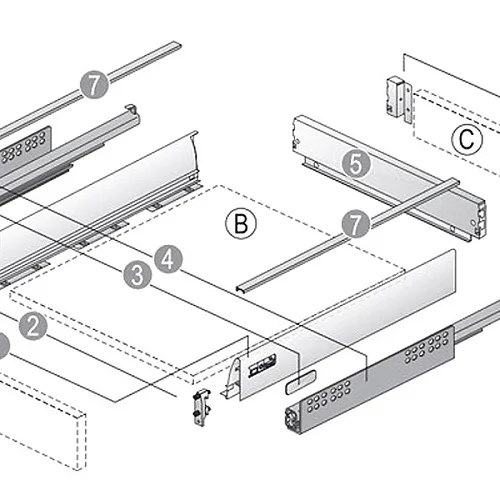 Hettich: 9228890 - Комплект ящика InnoTech Atira с демпфером Silent System, 470х 70 мм полного выдвижения