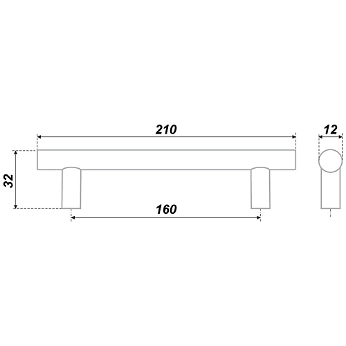 Мебельная ручка RR002BL.5/160 Матовый черный (уп. 20шт)