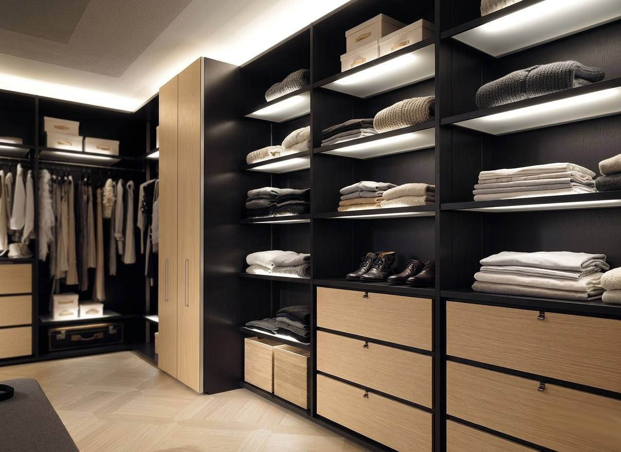 Премиальная гардеробная система «Line-Wood Luxury»