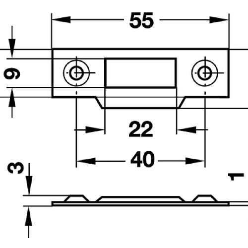 Hafele: 232.37.990 - Запирающая планка 55x15x19mm