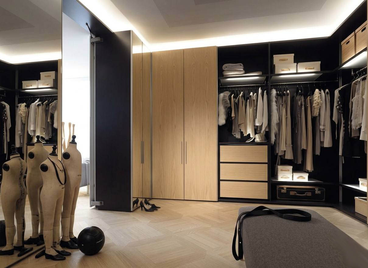 Премиальная гардеробная система «Line-Wood Luxury»