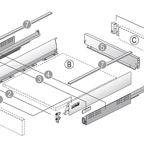 Hettich: 9230054 - Комплект ящика InnoTech Atira с демпфером Silent System, 470х144 мм полного выдвижения