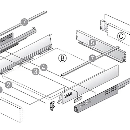 Hettich: 9230054 - Комплект ящика InnoTech Atira с демпфером Silent System, 470х144 мм полного выдвижения