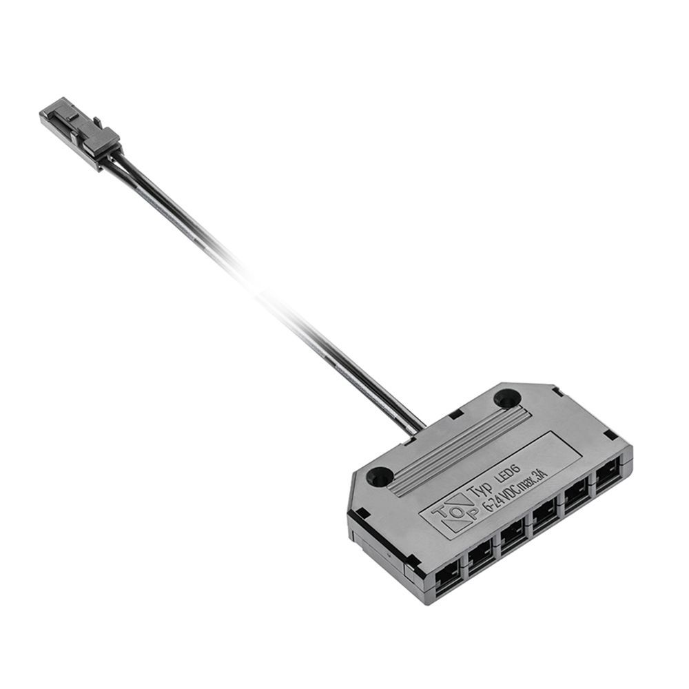 Колодка соединительная на шесть разъемов, с MINI AMP провод 2м черный