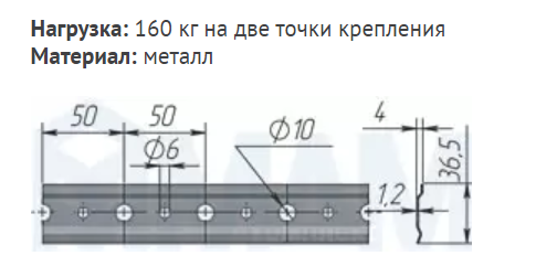 Планка для навесок 1.2 мм (2000 мм)