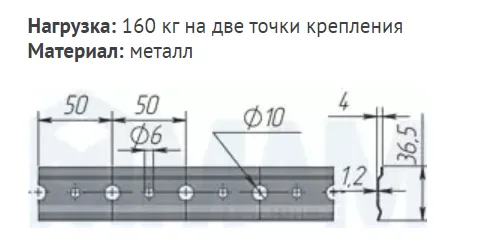 Планка для навесок 1.2 мм (2000 мм)
