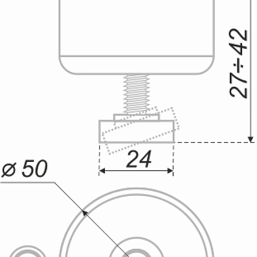 Мебельная опора N310BL.2  d=50мм, h=27мм (уп.500шт)