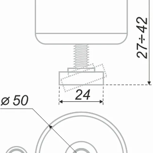 Мебельная опора N310BL.2  d=50мм, h=27мм (уп.500шт)