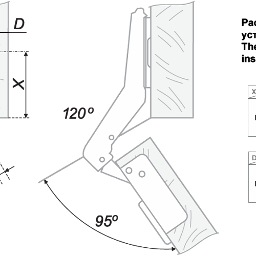 Мебельная петля H620B02/0312 95 град.(угол скоса +30 град.) (уп.200шт)