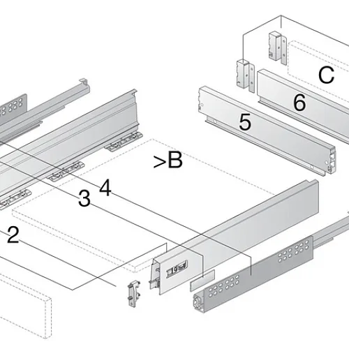 Hettich: 9234545 - Комплект ящика InnoTech Atira с демпфером Silent System, 470х70 мм полного выдвижения